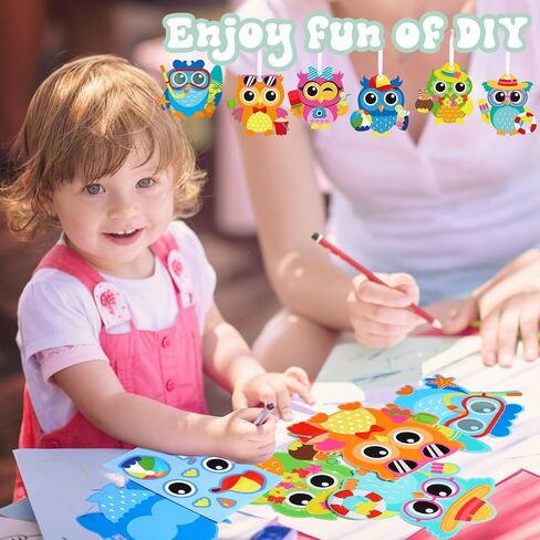 pasimy 48 حزم مجموعات الحرفية الصيفية للأطفال DIY هاواي ألوها البومة الحرفية مرحلة ما قبل المدرسة الفن الحرفية مجموعة اصنع بنفسك هاواي البومة الحرفية الصيف هاواي البومة حلية عدة للأطفال الصيف أنشطة الفصول الدراسية in Saudi Arabia