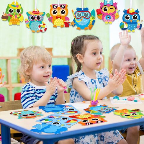 pasimy 48 حزم مجموعات الحرفية الصيفية للأطفال DIY هاواي ألوها البومة الحرفية مرحلة ما قبل المدرسة الفن الحرفية مجموعة اصنع بنفسك هاواي البومة الحرفية الصيف هاواي البومة حلية عدة للأطفال الصيف أنشطة الفصول الدراسية in Saudi Arabia