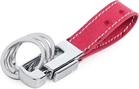 Luxury Ostrich Grain Leather Valet Keychain, Elegant Designer Key Chain with 3 Detachable Key Rings in Saudi Arabia