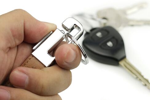 Luxury Ostrich Grain Leather Valet Keychain, Elegant Designer Key Chain with 3 Detachable Key Rings in Saudi Arabia