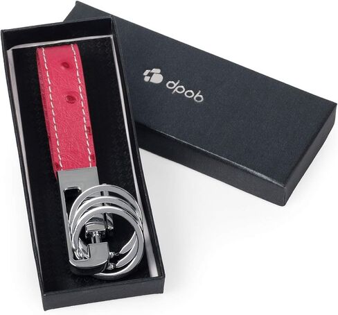 Luxury Ostrich Grain Leather Valet Keychain, Elegant Designer Key Chain with 3 Detachable Key Rings in Saudi Arabia