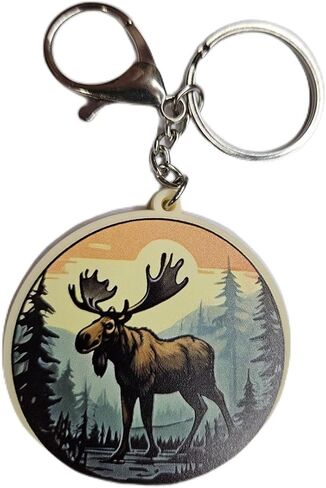 2.5"" Moose Key Chain Aesthetic - Nature Jungle Forrest Animal Moose Key Chains Keychains for Backpacks Men Women Guys Gifts - Lobster Clasp Moose Keychain Accessories in Saudi Arabia