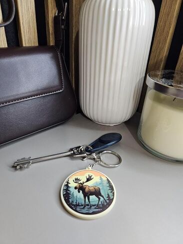 2.5"" Moose Key Chain Aesthetic - Nature Jungle Forrest Animal Moose Key Chains Keychains for Backpacks Men Women Guys Gifts - Lobster Clasp Moose Keychain Accessories in Saudi Arabia