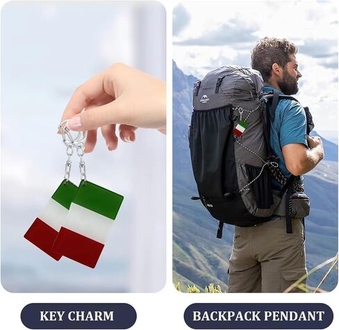 RUKlTU 3 Pack Italy Flag Keychain Italian Flags Key Ring - Double Sided Acrylic D Shape Car Key chain Gifts in Saudi Arabia