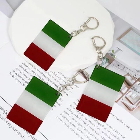 RUKlTU 3 Pack Italy Flag Keychain Italian Flags Key Ring - Double Sided Acrylic D Shape Car Key chain Gifts in Saudi Arabia