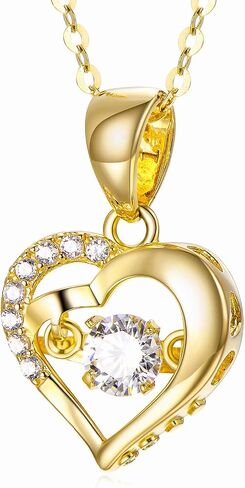 SISGEM 18K Gold Heart Necklace,Real Gold Double Love Heart Pendant Necklace for Women, 18" in Saudi Arabia