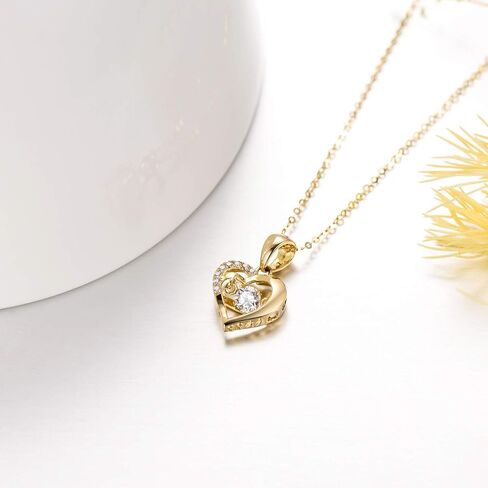 SISGEM 18K Gold Heart Necklace,Real Gold Double Love Heart Pendant Necklace for Women, 18" in Saudi Arabia