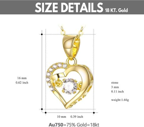 SISGEM 18K Gold Heart Necklace,Real Gold Double Love Heart Pendant Necklace for Women, 18" in Saudi Arabia