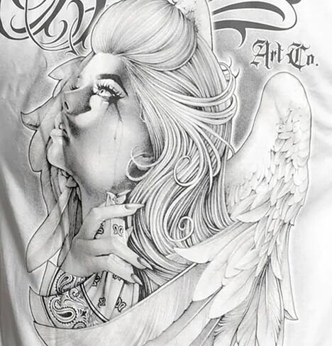 Sullen Men's Heaven Sent Men's Tee Tattoo Skull Graphic Standard Fit Short Sleeve T-Shirt for Men in Saudi Arabia
