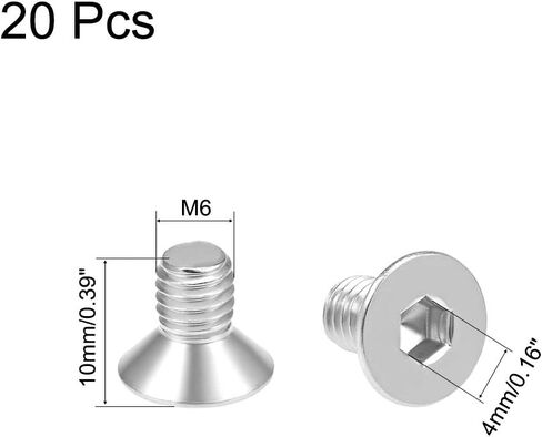 uxcell M5x8mm Flat Head Machine Screws Inner Hex Screw 304 Stainless Steel Fasteners Bolts 20Pcs in Saudi Arabia