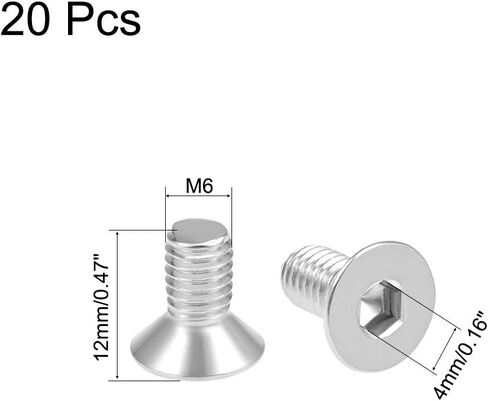 uxcell M5x8mm Flat Head Machine Screws Inner Hex Screw 304 Stainless Steel Fasteners Bolts 20Pcs in Saudi Arabia