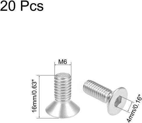 uxcell M5x8mm Flat Head Machine Screws Inner Hex Screw 304 Stainless Steel Fasteners Bolts 20Pcs in Saudi Arabia
