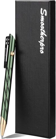SMOOTHERPRO Bolt Action Pen with Brass Cap Stainless Steel Pen Clip Balanced Weight Compatible with Parker Gel Refills for Office Car Pocket Signature Outdoor Green (TP331GN) in Saudi Arabia
