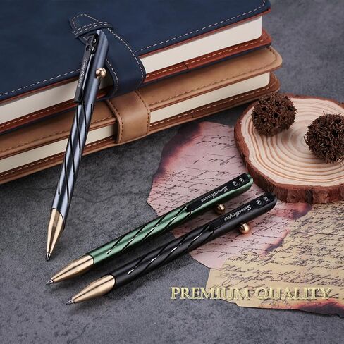 SMOOTHERPRO Bolt Action Pen with Brass Cap Stainless Steel Pen Clip Balanced Weight Compatible with Parker Gel Refills for Office Car Pocket Signature Outdoor Green (TP331GN) in Saudi Arabia