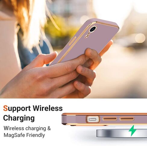 Teageo متوافق مع حافظة iPhone Xr للنساء والبنات اللطيفة على شكل قلب فاخر مطلي بطبقة لامعة ناعمة وغطاء خلفي مرتفع لحماية الكاميرا الكاملة من السيليكون المقاوم للصدمات لهاتف iPhone Xr، لافندر in Kuwait