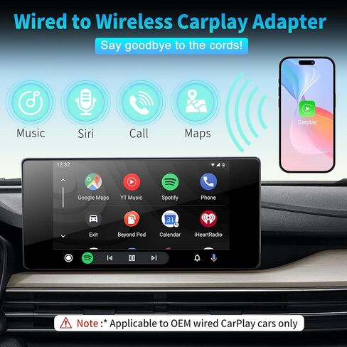 محول CarPlay اللاسلكي 2024 تمت ترقيته، يحول السلكي إلى دونجل Carplay اللاسلكي، توصيل 4S وتشغيل محول لاسلكي للسيارات من 2016 ولهاتف Apple iPhone iOS 10+ (رمادي غامق) in Saudi Arabia