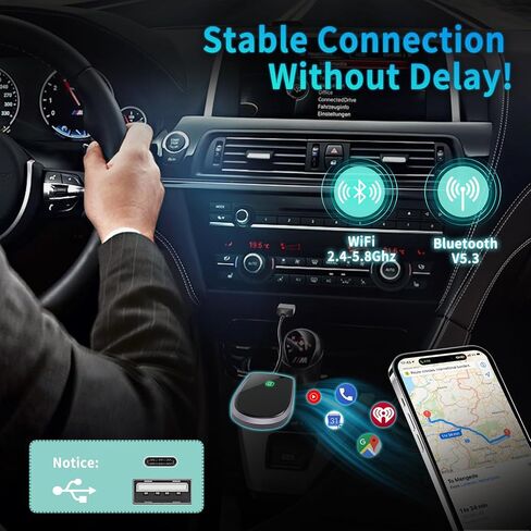 محول CarPlay اللاسلكي 2024 تمت ترقيته، يحول السلكي إلى دونجل Carplay اللاسلكي، توصيل 4S وتشغيل محول لاسلكي للسيارات من 2016 ولهاتف Apple iPhone iOS 10+ (رمادي غامق) in Saudi Arabia