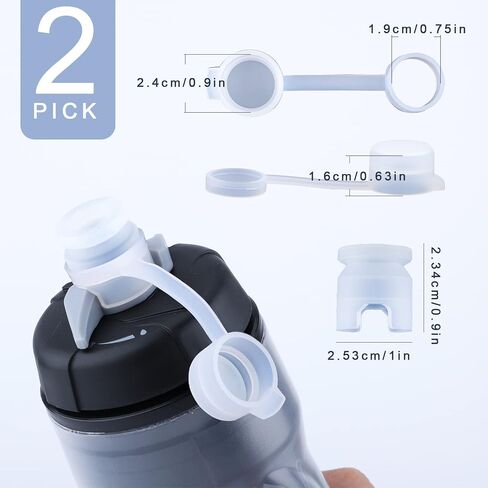 2pcs Mud Caps for Bottles, Transparent Bike Bottle Cap Top with 2 Single Spouts BPA Free Bike Water Bottle Mud Cap for Sports Water Bottle Squeeze Bottle Bike Bottle Cap Top in Saudi Arabia