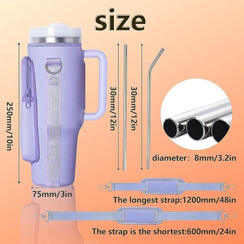 Water Bottle Carrier Bag with Touch Screen Pocket for Stanley 40oz Tumbler with Adjustable Shoulder Strap, Water Bottle holder bag for Phone Card Keys Hiking Stanley Cup Accessories (Black) in Saudi Arabia