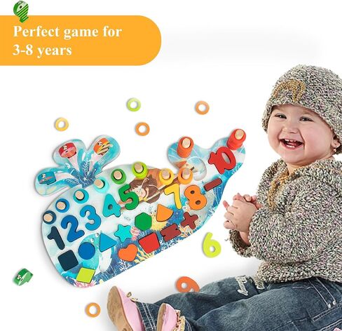 Wooden Fishing Toy, Montessori with Numbers, Fish Catching Counting Games Math Educational Learning, Preschool Shape Sorting Puzzle for Toddlers 3+ Year Old in Saudi Arabia