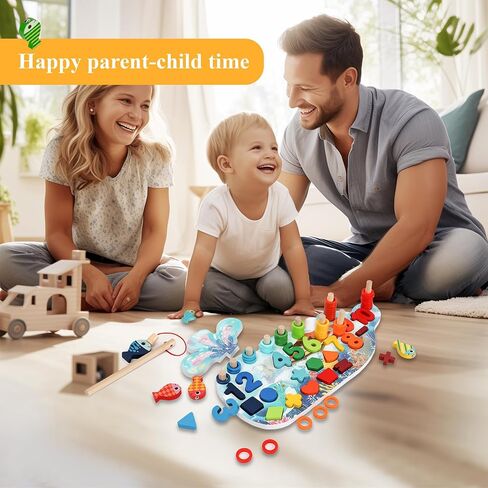Wooden Fishing Toy, Montessori with Numbers, Fish Catching Counting Games Math Educational Learning, Preschool Shape Sorting Puzzle for Toddlers 3+ Year Old in Saudi Arabia