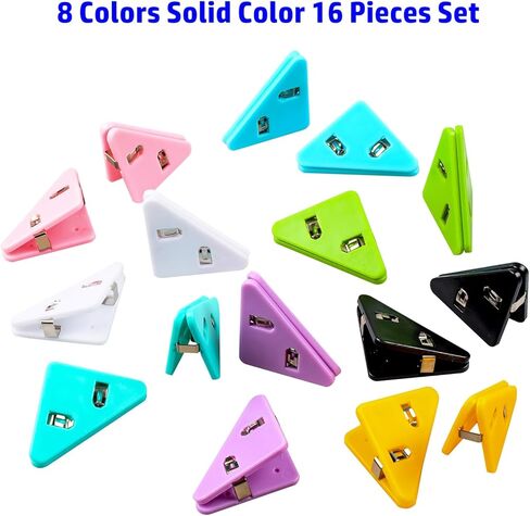 مشبك ورق زاوية، مشابك زاوية لصفحة الكتاب، مشابك زاوية، مشبك مستندات، إشارات مرجعية، مشابك ورقية للمكتب، صفحة بلاستيكية للطلاب، مثبت للوجبات الخفيفة، مثبت للقراءة يمنع تجعيد الكتب (متعدد الألوان) in Kuwait