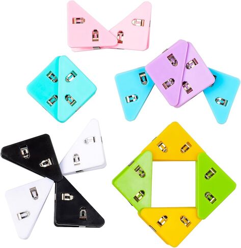 مشبك ورق زاوية، مشابك زاوية لصفحة الكتاب، مشابك زاوية، مشبك مستندات، إشارات مرجعية، مشابك ورقية للمكتب، صفحة بلاستيكية للطلاب، مثبت للوجبات الخفيفة، مثبت للقراءة يمنع تجعيد الكتب (متعدد الألوان) in Kuwait