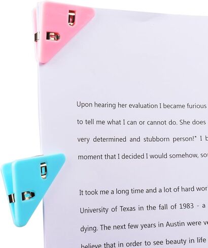 مشبك ورق زاوية، مشابك زاوية لصفحة الكتاب، مشابك زاوية، مشبك مستندات، إشارات مرجعية، مشابك ورقية للمكتب، صفحة بلاستيكية للطلاب، مثبت للوجبات الخفيفة، مثبت للقراءة يمنع تجعيد الكتب (متعدد الألوان) in Kuwait