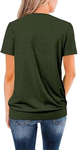 تي شيرت نسائي كاجوال بأكمام قصيرة من ZOLUCKY، تي شيرت برقبة واسعة، تونيك صيفي فضفاض in Kuwait