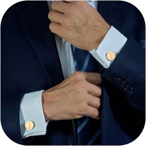 LOLIAS Cuff Links Mens Accessories Jewelry Classic Initial Cufflinks with Gift Box Silver Black Gold Cufflinks in Saudi Arabia