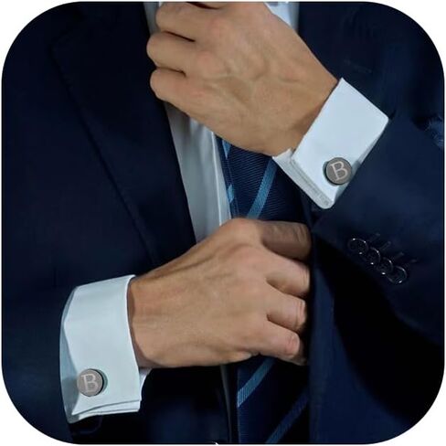 LOLIAS Cuff Links Mens Accessories Jewelry Classic Initial Cufflinks with Gift Box Silver Black Gold Cufflinks in Saudi Arabia