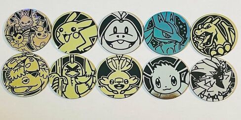 10 Assorted PKMN Large Gaming Coins | (No duplicates) | Assorted Pocket Monsters Plastic Coins | 10-Piece Unique Collectible PKMN Gaming Character & Anime Coins | Tokens & Coins, Counters, etc. in Saudi Arabia