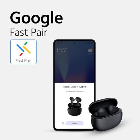 Xiaomi Redmi Buds 4 Active TWS Wireless Earbuds, Bluetooth 5.3 Low-Latency Game Headset with AI Call Noise Cancelling, IP54 Waterproof, 28H Playtime, Lightweight Comfort Fit Headphones, Black in Saudi Arabia