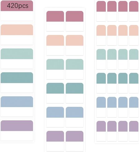 420 PCS Index Sticky Notes Tabs, Transparent Sticky Note, Book Tabs Multi-Size, Writable Page Makers, Tape Flags for Annotating Books Reading Notebooks Planner Marking (Dark-Large+Medium+Small) in Kuwait