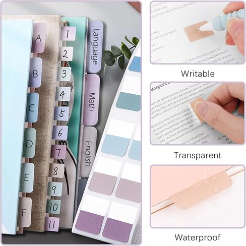 420 PCS Index Sticky Notes Tabs, Transparent Sticky Note, Book Tabs Multi-Size, Writable Page Makers, Tape Flags for Annotating Books Reading Notebooks Planner Marking (Dark-Large+Medium+Small) in Kuwait