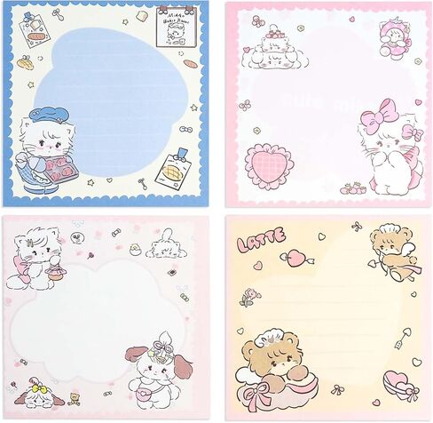 4 حزم ملاحظات لاصقة للقطط، وسادات ملاحظات ذاتية اللصق من Kawaii، ملاحظات لاصقة على شكل حيوانات، وسادات مذكرة أنيمي، وسادات ملاحظات لاصقة مضحكة للوازم المكتبية in Kuwait