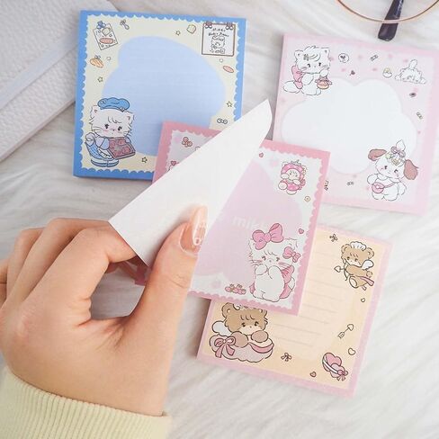4 حزم ملاحظات لاصقة للقطط، وسادات ملاحظات ذاتية اللصق من Kawaii، ملاحظات لاصقة على شكل حيوانات، وسادات مذكرة أنيمي، وسادات ملاحظات لاصقة مضحكة للوازم المكتبية in Kuwait