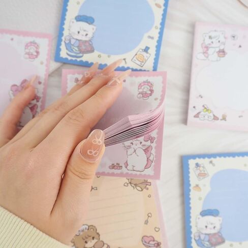 4 حزم ملاحظات لاصقة للقطط، وسادات ملاحظات ذاتية اللصق من Kawaii، ملاحظات لاصقة على شكل حيوانات، وسادات مذكرة أنيمي، وسادات ملاحظات لاصقة مضحكة للوازم المكتبية in Kuwait