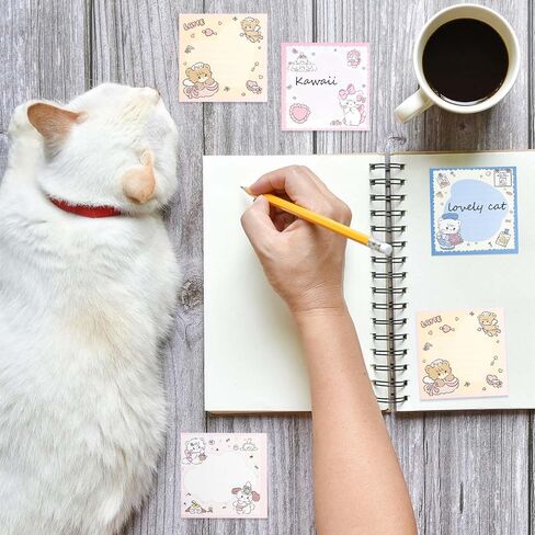 4 حزم ملاحظات لاصقة للقطط، وسادات ملاحظات ذاتية اللصق من Kawaii، ملاحظات لاصقة على شكل حيوانات، وسادات مذكرة أنيمي، وسادات ملاحظات لاصقة مضحكة للوازم المكتبية in Kuwait