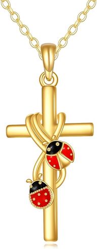14k Real Gold Cross Jewelry Gifts for Mother Daughter Grandma Sister Cross Pendant Necklace for Women Girls in Saudi Arabia