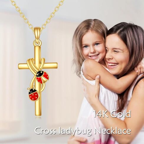 14k Real Gold Cross Jewelry Gifts for Mother Daughter Grandma Sister Cross Pendant Necklace for Women Girls in Saudi Arabia
