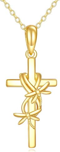 14k Real Gold Cross Jewelry Gifts for Mother Daughter Grandma Sister Cross Pendant Necklace for Women Girls in Saudi Arabia