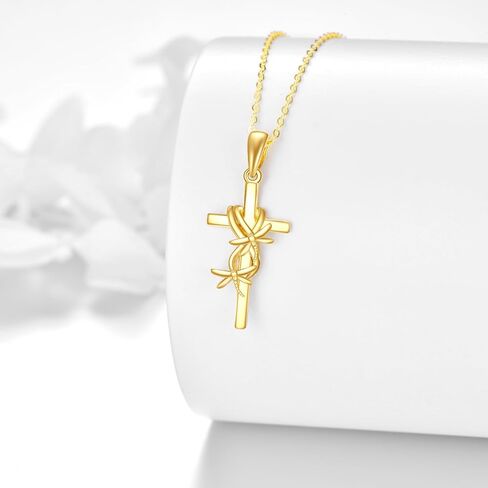 14k Real Gold Cross Jewelry Gifts for Mother Daughter Grandma Sister Cross Pendant Necklace for Women Girls in Saudi Arabia