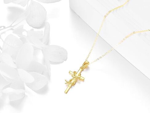 14k Real Gold Cross Jewelry Gifts for Mother Daughter Grandma Sister Cross Pendant Necklace for Women Girls in Saudi Arabia