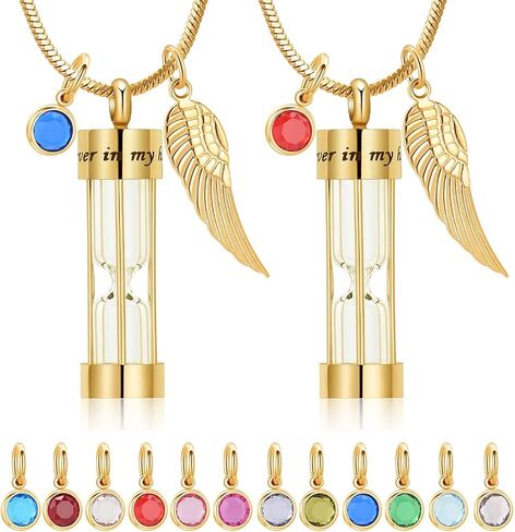 Cylinder Urn Necklace for Ashes with Angel Wing Stainless Steel Cremation Jewelry for Ashes Urn Pendant Necklaces for Women Men in Saudi Arabia