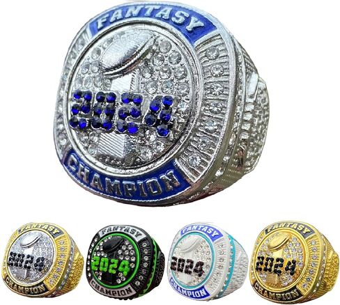 2024 جائزة Premium Silver Tone Fantasy Football Championship Trophy Ring لبطل Fantasy Football League in Kuwait