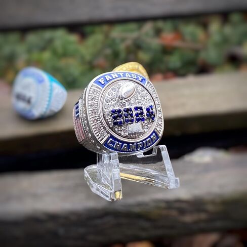 2024 جائزة Premium Silver Tone Fantasy Football Championship Trophy Ring لبطل Fantasy Football League in Kuwait