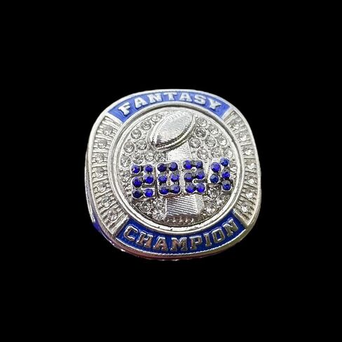 2024 جائزة Premium Silver Tone Fantasy Football Championship Trophy Ring لبطل Fantasy Football League in Kuwait
