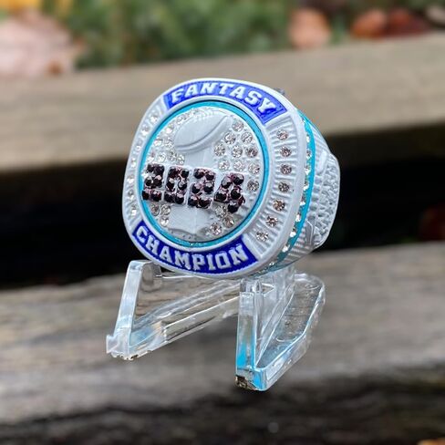 2024 جائزة Premium Silver Tone Fantasy Football Championship Trophy Ring لبطل Fantasy Football League in Kuwait
