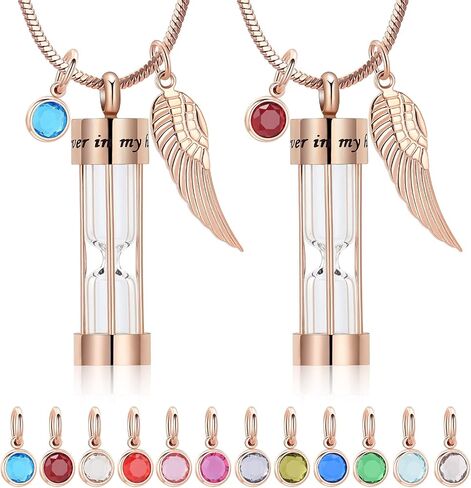 Cylinder Urn Necklace for Ashes with Angel Wing Stainless Steel Cremation Jewelry for Ashes Urn Pendant Necklaces for Women Men in Saudi Arabia